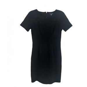 Tommy Hilfiger Suede Black Sheath Dress Size 4‎ Short Sleeve Pockets Zip Career